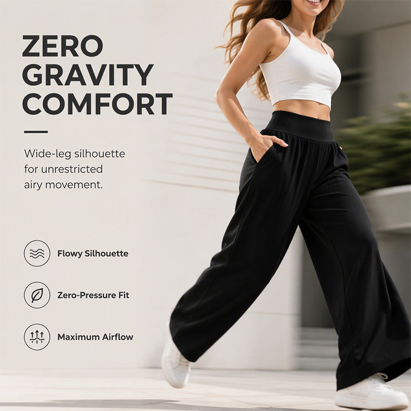 Women's High-Waisted Wide-Leg Lounge Pants with Side Pockets
