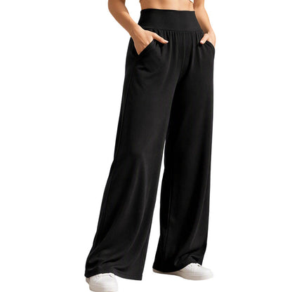 Women's High-Waisted Wide-Leg Lounge Pants with Side Pockets