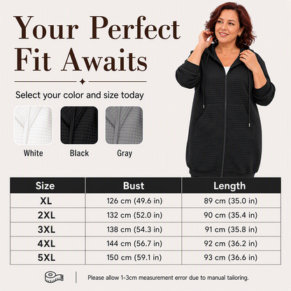 Women's Textured Waffle Longline Hooded Jacket