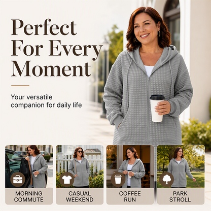 Women's Textured Waffle Longline Hooded Jacket