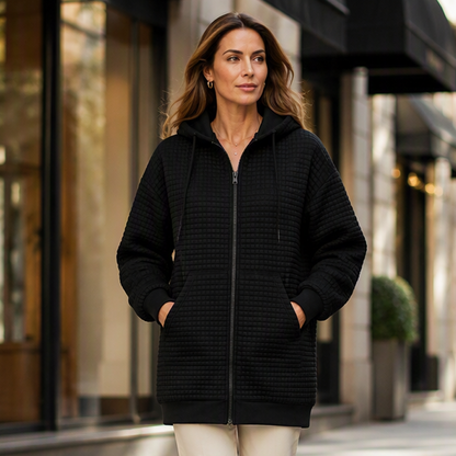 Women's Textured Waffle Longline Hooded Jacket