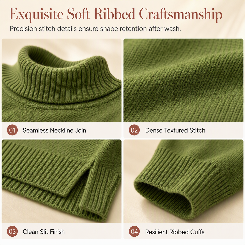 Women's Loose Fit Knit Turtleneck Sweater