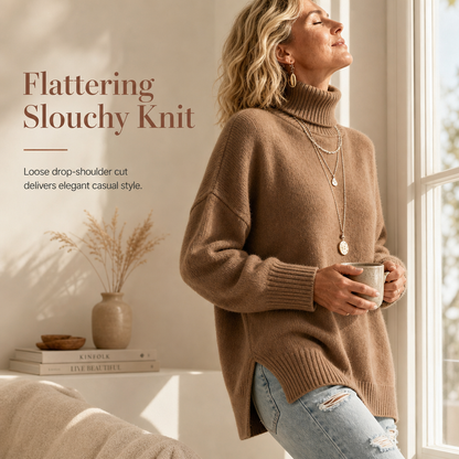 Women's Loose Fit Knit Turtleneck Sweater