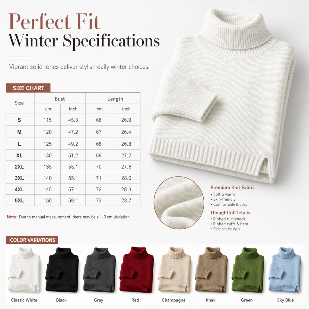 Women's Loose Fit Knit Turtleneck Sweater