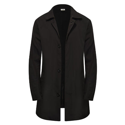 ✨Men's Minimalist Single-Breasted Mid-Length Coat – Clean Lines, Modern Fit, Everyday Elegance