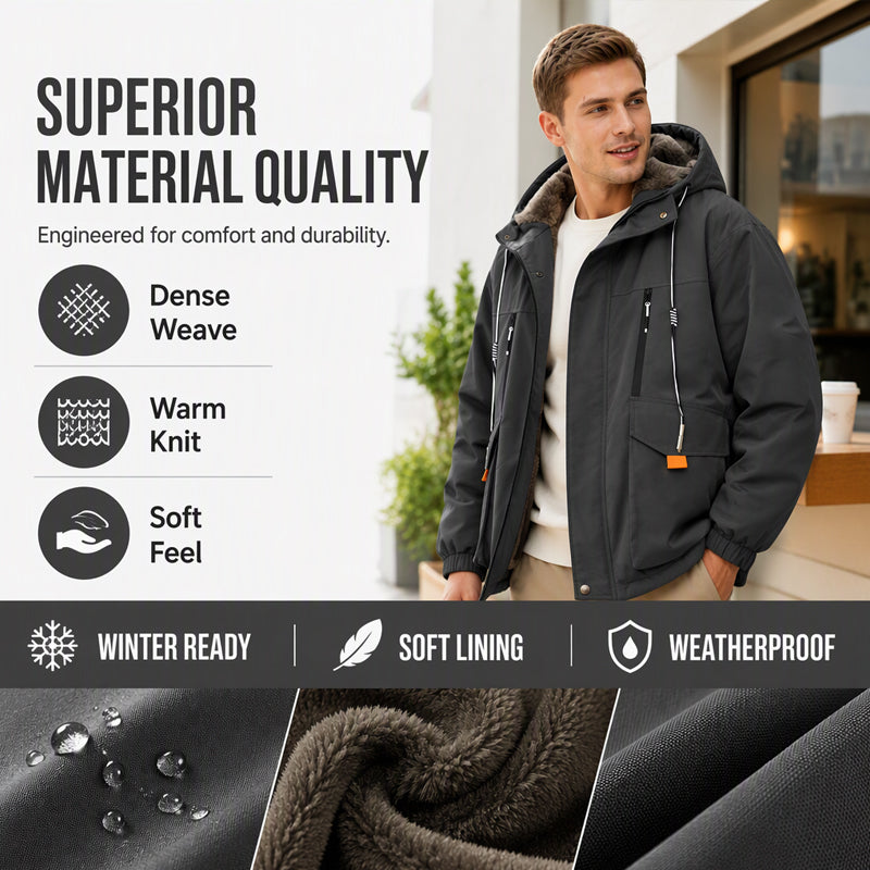 Men's Plush-Lined Hooded Parka Jacket