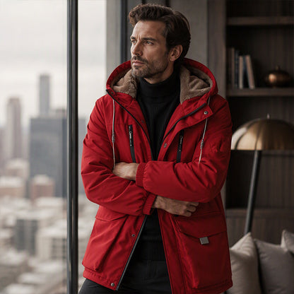 Men's Plush-Lined Hooded Parka Jacket