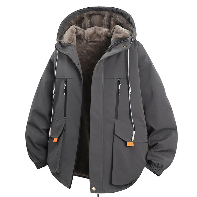 Men's Plush-Lined Hooded Parka Jacket