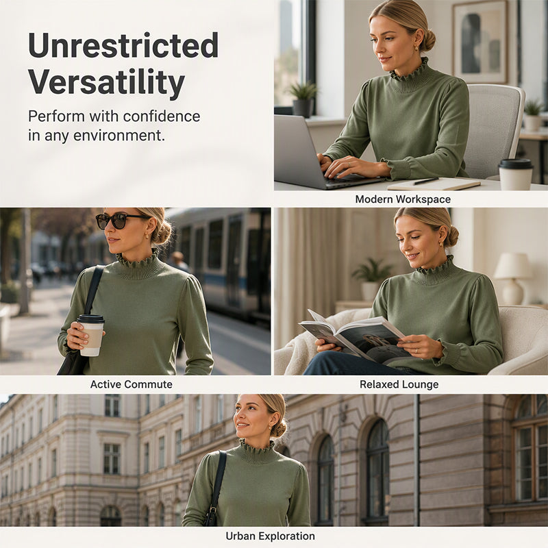 ✨Women's Casual Ruffle Mock Neck Knit Top – Soft, Feminine, Everyday Comfort