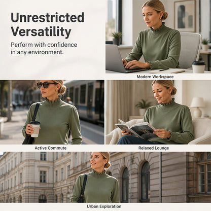 ✨Women's Casual Ruffle Mock Neck Knit Top – Soft, Feminine, Everyday Comfort