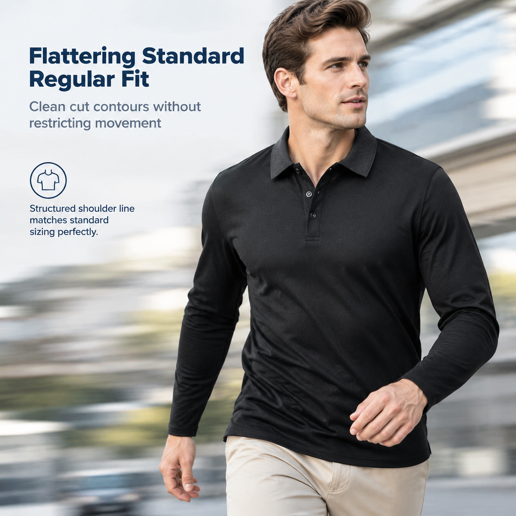 Long Sleeve Collared Tee – Smart Casual, Everyday Comfort