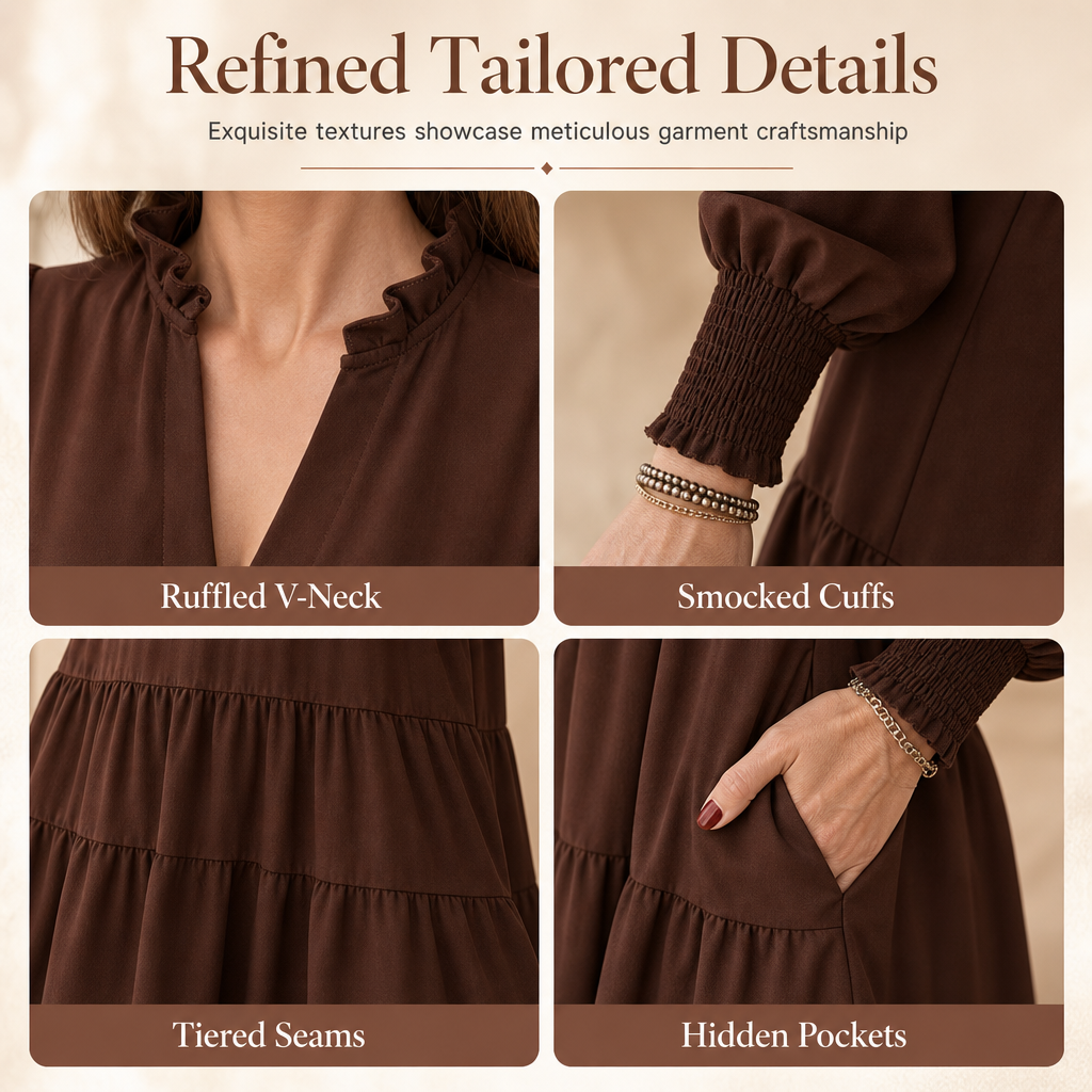 ✨Women's V-Neck Tiered Ruffle Mini Dress – Flirty, Flattering, Effortless Summer Style