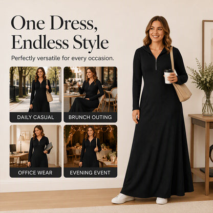 ✨Women's Ribbed Knit Hooded Maxi Dress – Cozy, Flattering Fit, Effortless Everyday Style