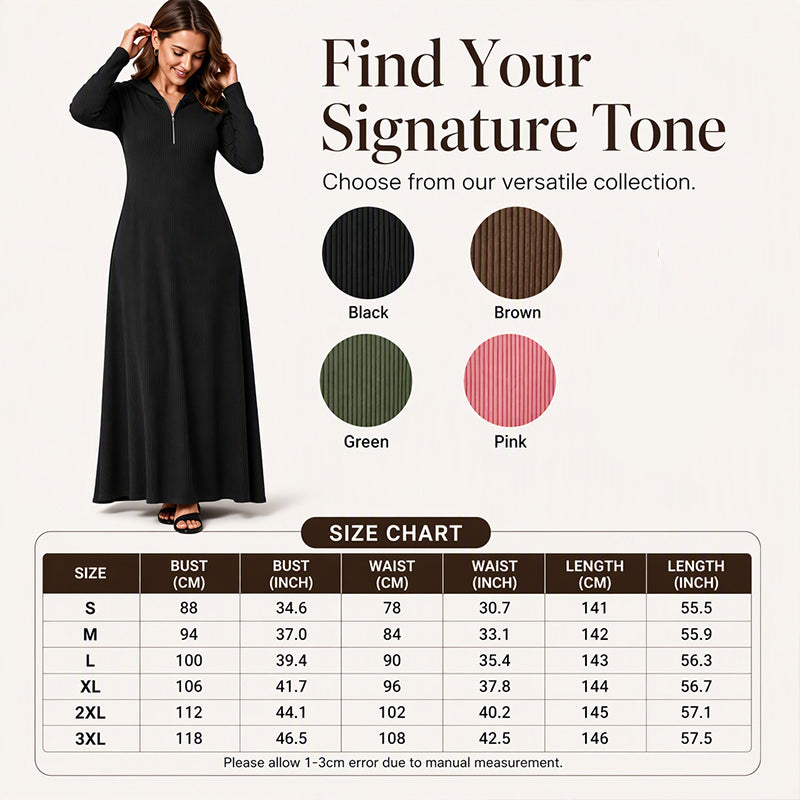 ✨Women's Ribbed Knit Hooded Maxi Dress – Cozy, Flattering Fit, Effortless Everyday Style