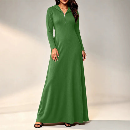 ✨Women's Ribbed Knit Hooded Maxi Dress – Cozy, Flattering Fit, Effortless Everyday Style