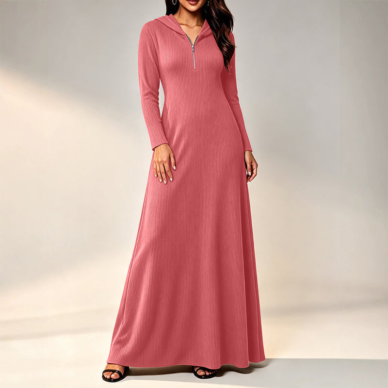 ✨Women's Ribbed Knit Hooded Maxi Dress – Cozy, Flattering Fit, Effortless Everyday Style