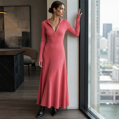 ✨Women's Ribbed Knit Hooded Maxi Dress – Cozy, Flattering Fit, Effortless Everyday Style
