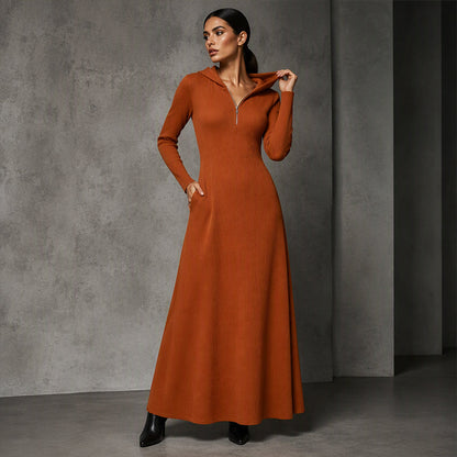 ✨Women's Ribbed Knit Hooded Maxi Dress – Cozy, Flattering Fit, Effortless Everyday Style
