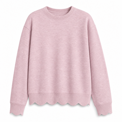✨Women's Scalloped Hem Crew Neck Sweatshirt – Soft, Casual, Feminine Everyday Comfort