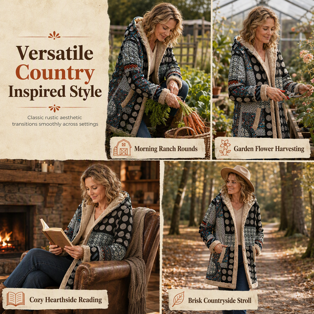 ⏳LAST DAY SALE ONLY ￡29.99!!🍂✨Women's Winter Cotton Linen Printed Hooded Sweatshirt Warm Plush