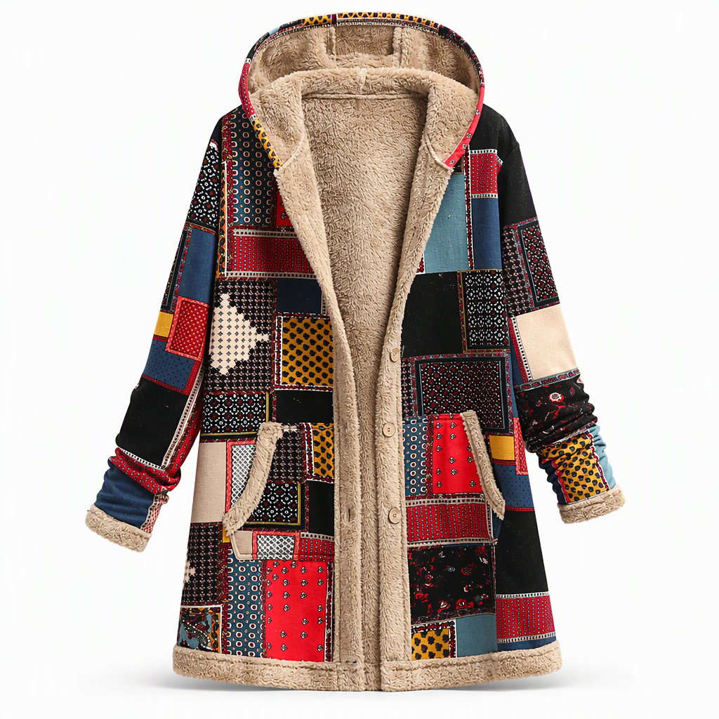 ⏳LAST DAY SALE ONLY ￡29.99!!🍂✨Women's Winter Cotton Linen Printed Hooded Sweatshirt Warm Plush