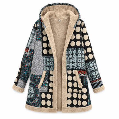 ⏳LAST DAY SALE ONLY ￡29.99!!🍂✨Women's Winter Cotton Linen Printed Hooded Sweatshirt Warm Plush