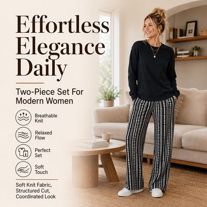 🔥HOT SALE 50% OFF🎁Women's Casual Crewneck Top & Printed Pants Set