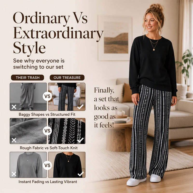🔥HOT SALE 50% OFF🎁Women's Casual Crewneck Top & Printed Pants Set
