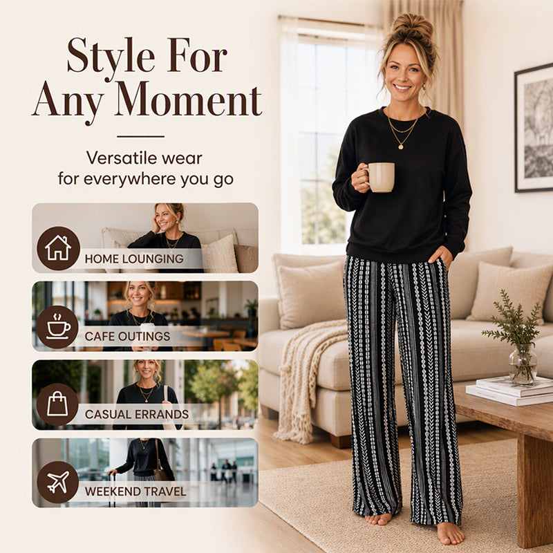 🔥HOT SALE 50% OFF🎁Women's Casual Crewneck Top & Printed Pants Set