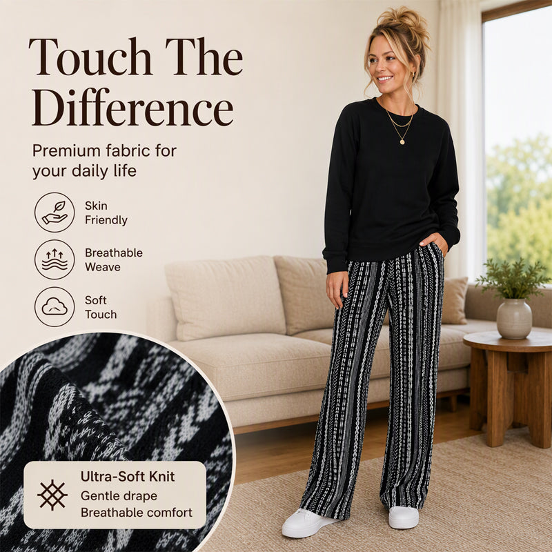 🔥HOT SALE 50% OFF🎁Women's Casual Crewneck Top & Printed Pants Set