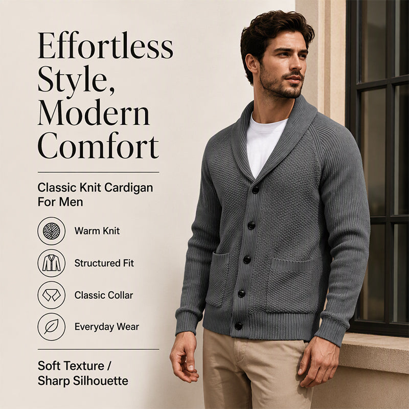 ✨Men's Casual Shawl Collar Sweater Cardigan – 50% OFF! Cozy, Stylish, Everyday Layering Essential