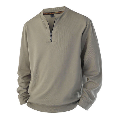🧶Ribbed Texture, Minimalist Style🧥 Men's Half-Zip Ribbed Sweatshirt – Knit Texture, Soft & Warm ✨