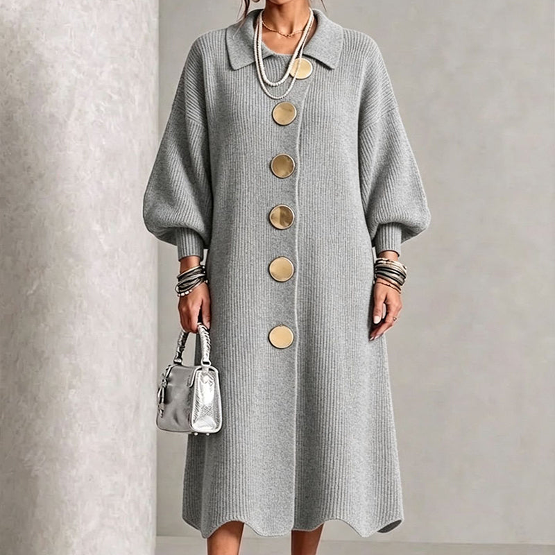 Women's Lantern Sleeve Ribbed Knit Maxi Dress