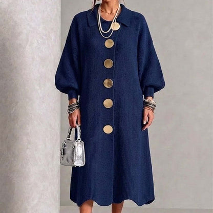 Women's Lantern Sleeve Ribbed Knit Maxi Dress