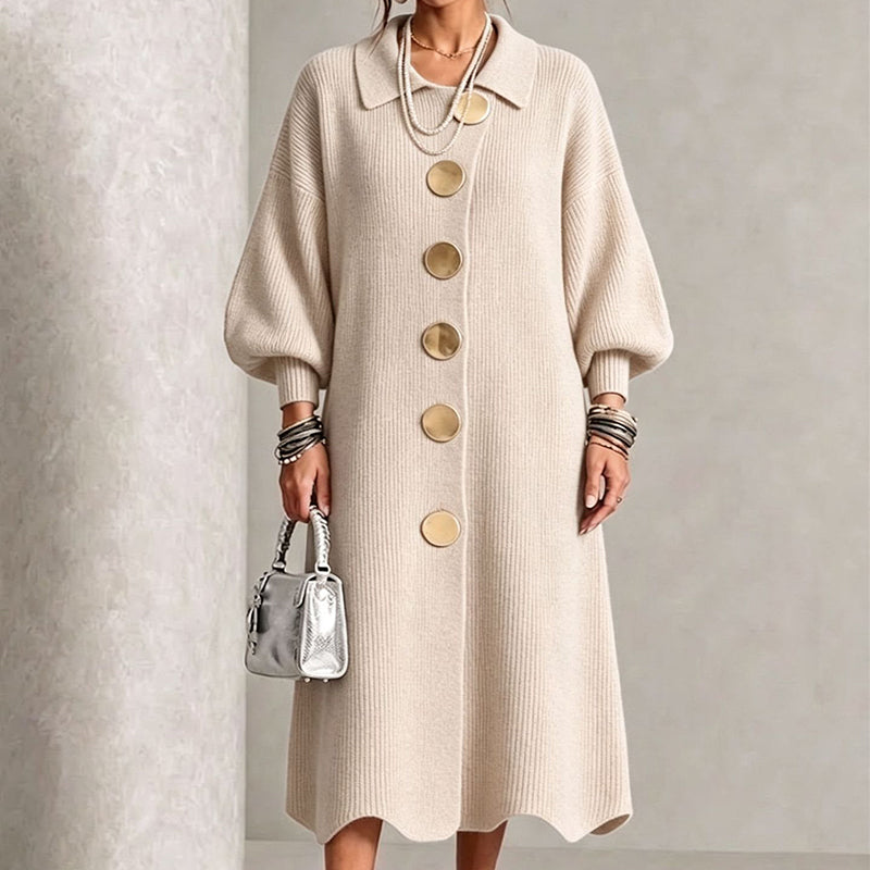 Women's Lantern Sleeve Ribbed Knit Maxi Dress