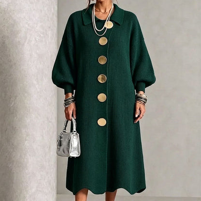 Women's Lantern Sleeve Ribbed Knit Maxi Dress