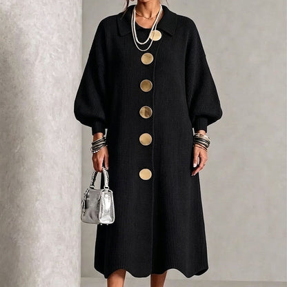 Women's Lantern Sleeve Ribbed Knit Maxi Dress
