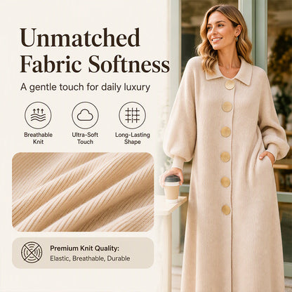 Women's Lantern Sleeve Ribbed Knit Maxi Dress