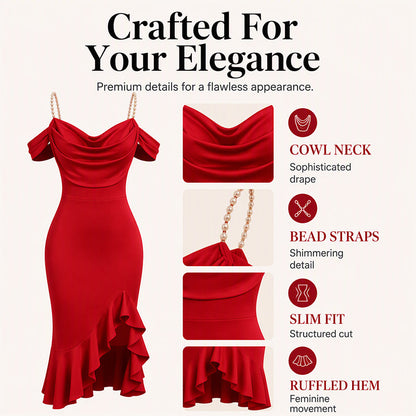 ✨ Elegant & Chic!Women's Pearl Strap Dress