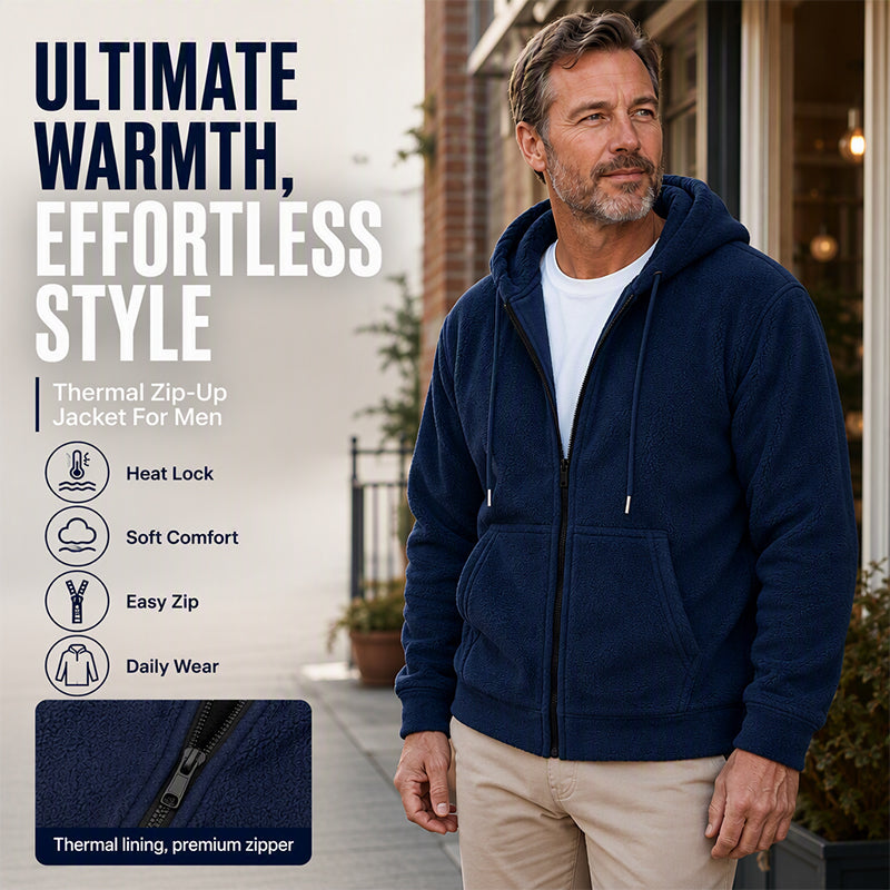 ❄️Men's Winter Warm Hooded Zip-Up Coat – Cozy, Windproof, Cold-Weather Essential