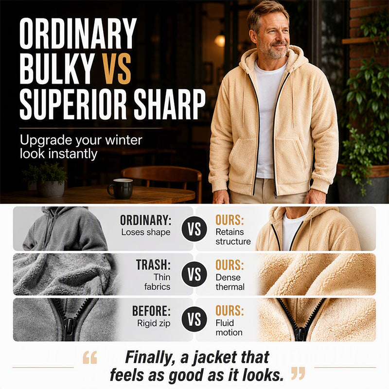 ❄️Men's Winter Warm Hooded Zip-Up Coat – Cozy, Windproof, Cold-Weather Essential