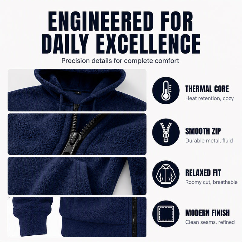 ❄️Men's Winter Warm Hooded Zip-Up Coat – Cozy, Windproof, Cold-Weather Essential