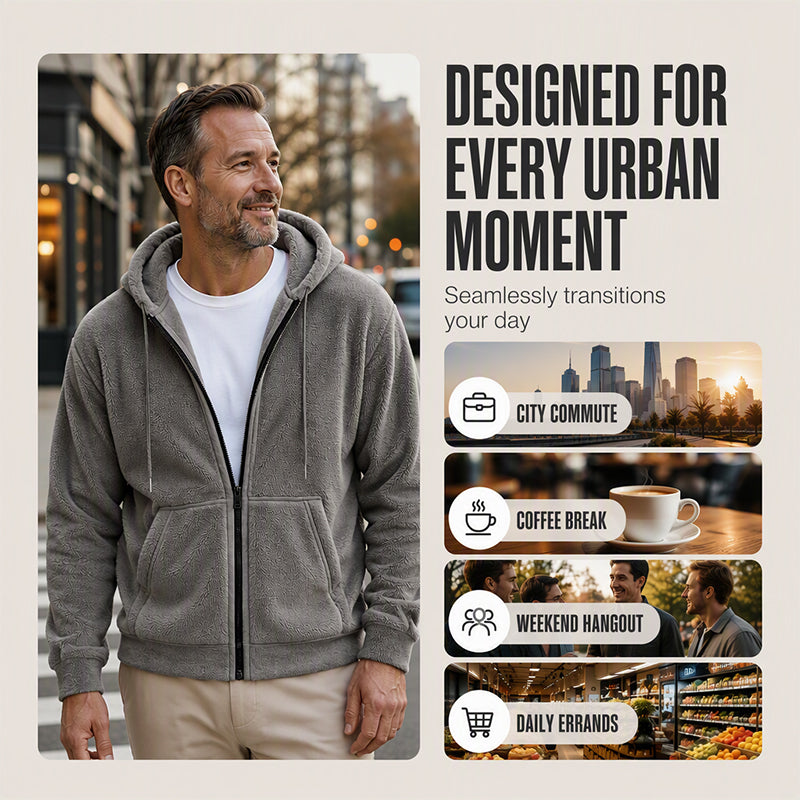 ❄️Men's Winter Warm Hooded Zip-Up Coat – Cozy, Windproof, Cold-Weather Essential