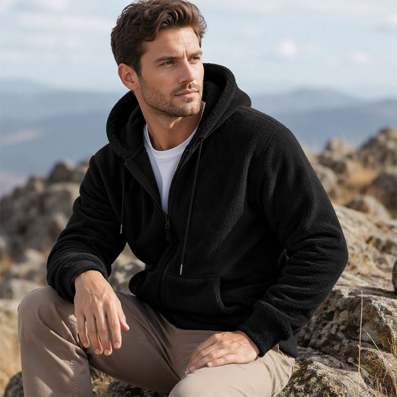 ❄️Men's Winter Warm Hooded Zip-Up Coat – Cozy, Windproof, Cold-Weather Essential