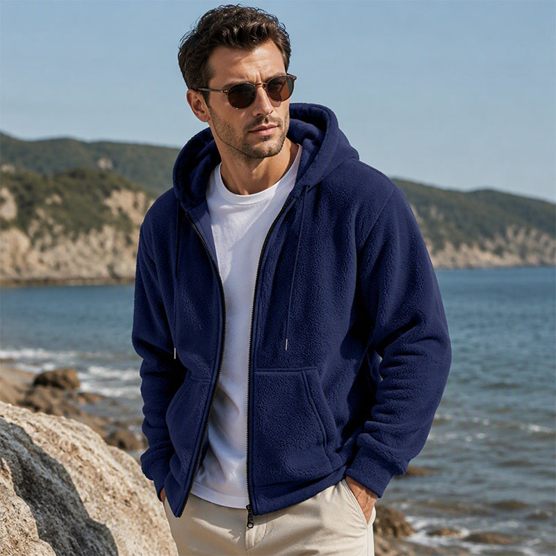 ❄️Men's Winter Warm Hooded Zip-Up Coat – Cozy, Windproof, Cold-Weather Essential