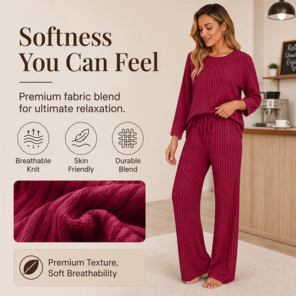 🔥🖤Black Friday Sale:50% OFF🖤👍✨Women's 2026 UK Ribbed Knit Top & Straight Pants Set
