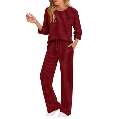 🔥🖤Black Friday Sale:50% OFF🖤👍✨Women's 2026 UK Ribbed Knit Top & Straight Pants Set
