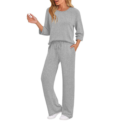 🔥🖤Black Friday Sale:50% OFF🖤👍✨Women's 2026 UK Ribbed Knit Top & Straight Pants Set