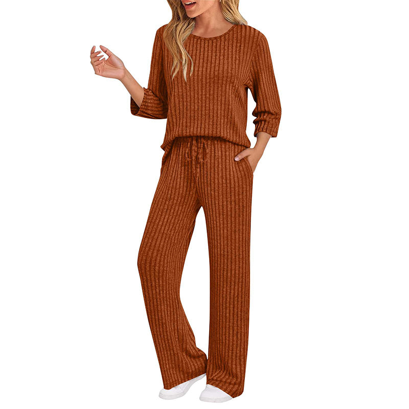 🔥🖤Black Friday Sale:50% OFF🖤👍✨Women's 2026 UK Ribbed Knit Top & Straight Pants Set
