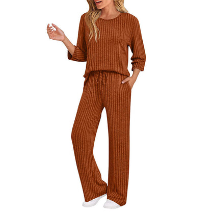 🔥🖤Black Friday Sale:50% OFF🖤👍✨Women's 2026 UK Ribbed Knit Top & Straight Pants Set
